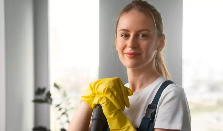 young professional is ready for a cleaning job