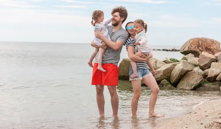 A family is enjoying on a beach of Gold Coast.