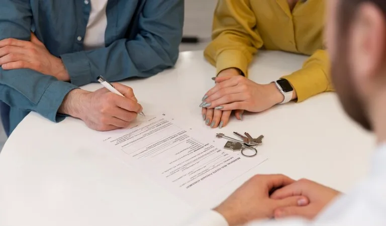 a person is signing a lease paper.