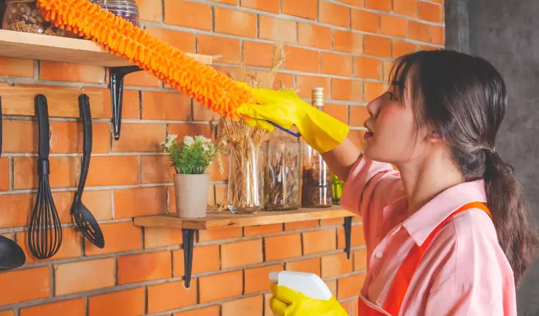 woman sprucing up her kitchen