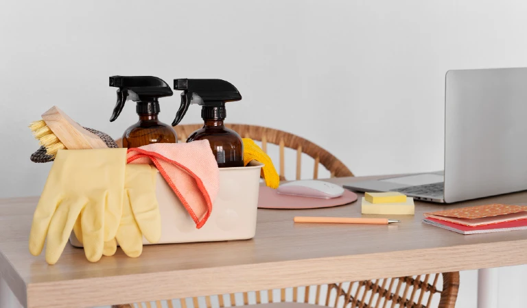 Still life of cleaning process